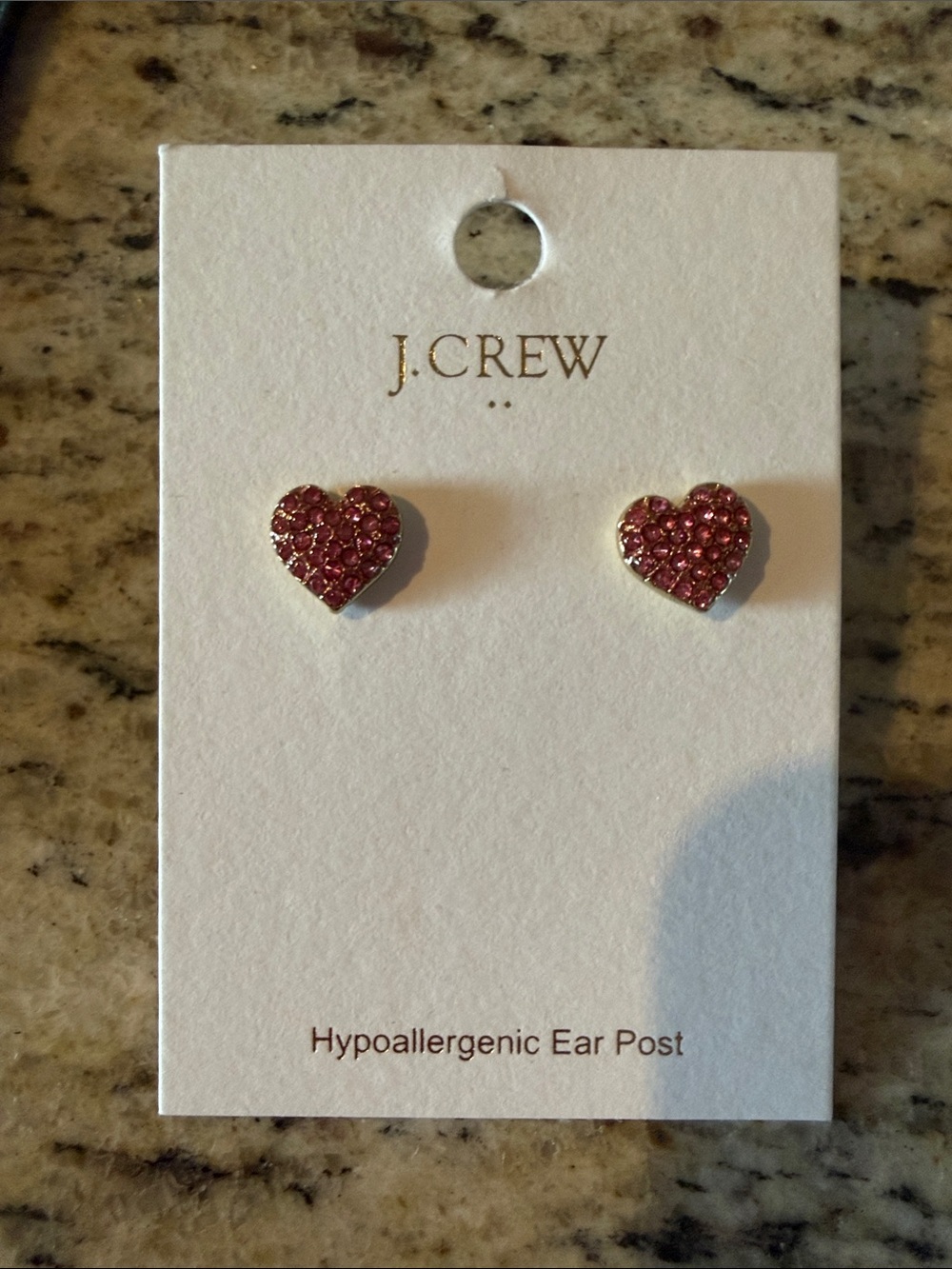 J. Crew Red Crystal Heart Stud Earrings